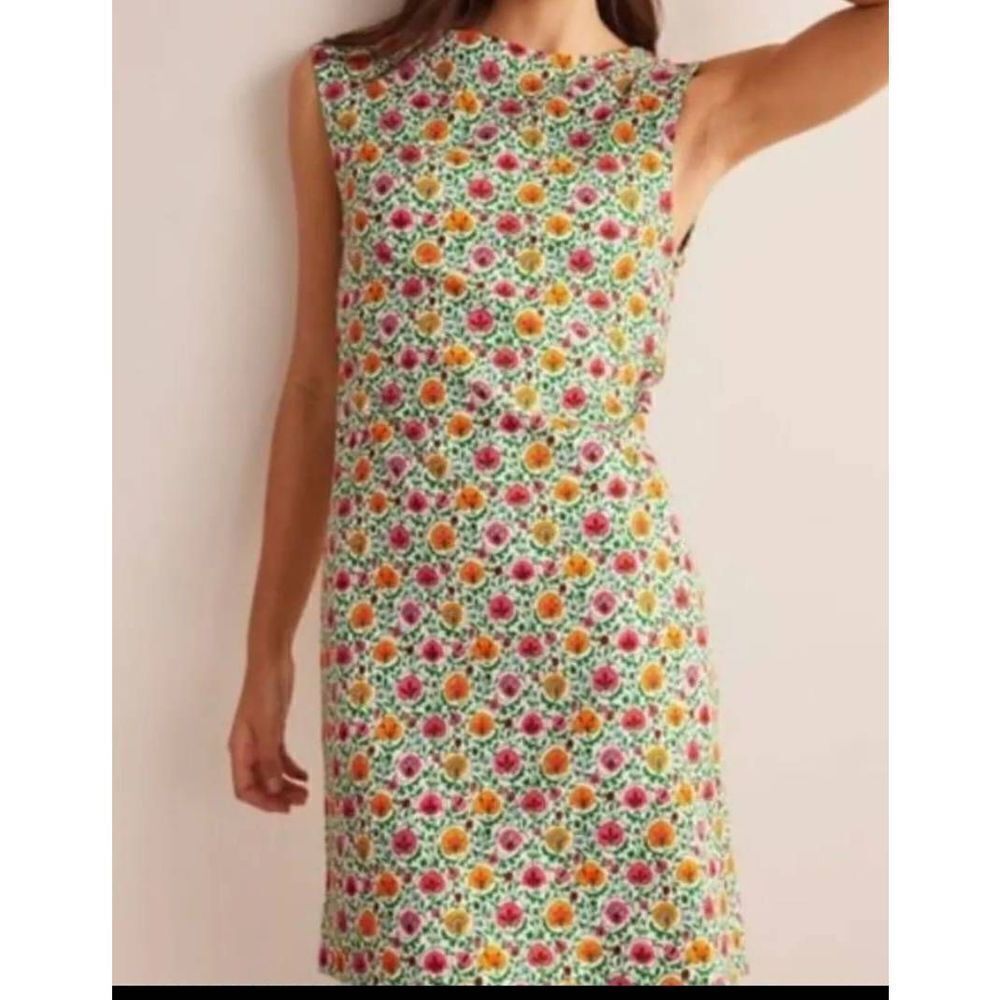 Boden Sleeveless Jersey Shift Dress Green Enchanting Bloom sz 14